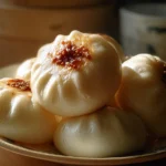 Fluffy Steamed Bao Buns on a Serving Platter