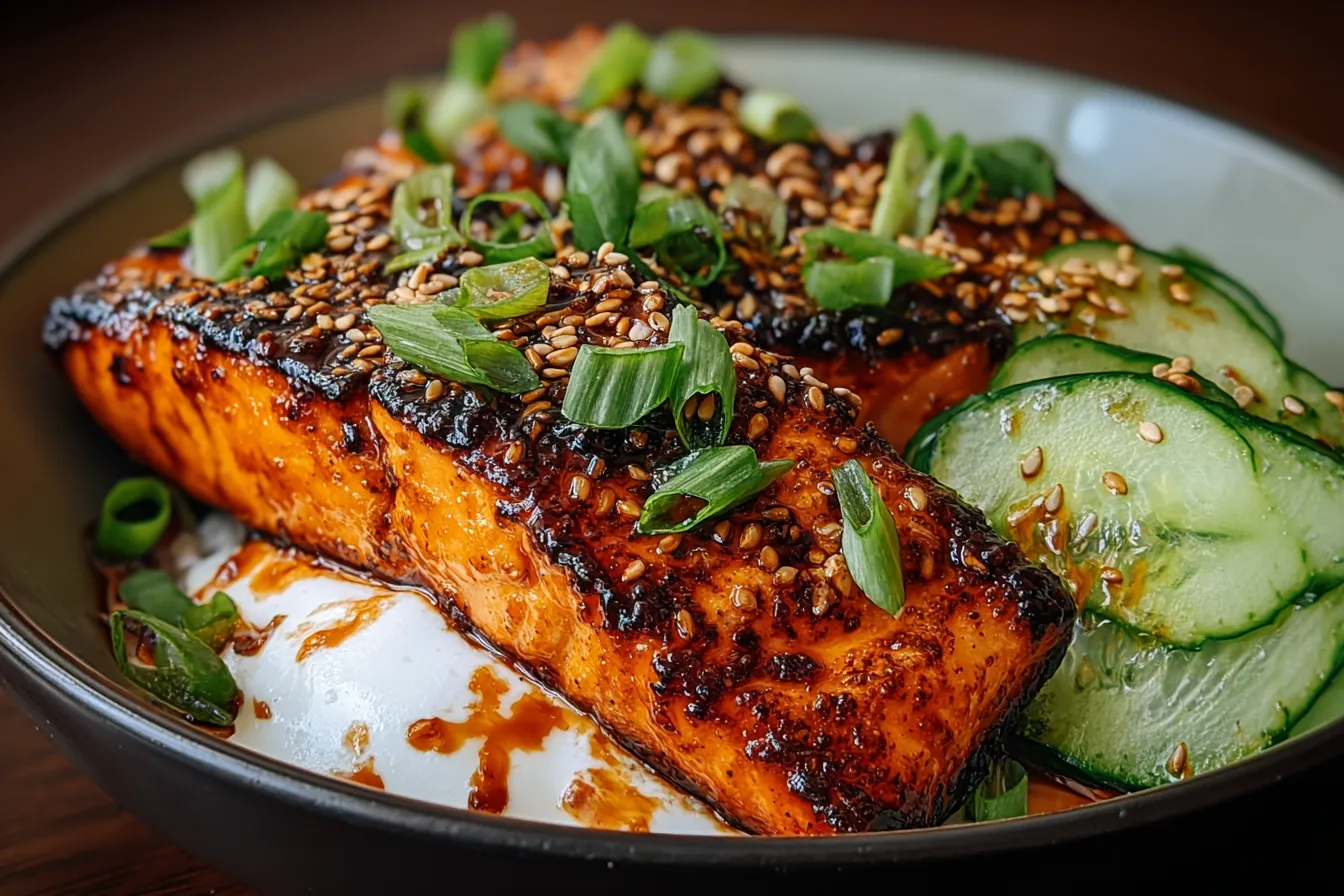 Sticky Orange Gochujang Salmon Bowl