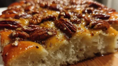 Sticky Pecan Focaccia Bread Fresh Out of the Oven