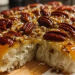 Sticky Pecan Focaccia Bread Freshly Baked