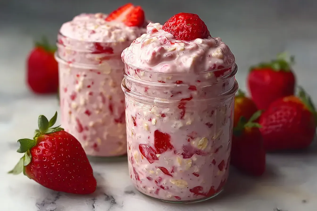 Strawberries and Cream Overnight Oats Recipe