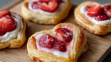 Strawberry Cream Cheese Heart Danishes Freshly Baked