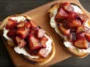 Strawberry Goat Cheese Bruschetta Served on a Plate