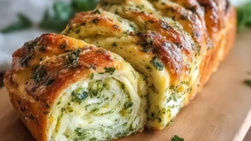 Swirled Garlic Herb and Cheese Bread Freshly Baked