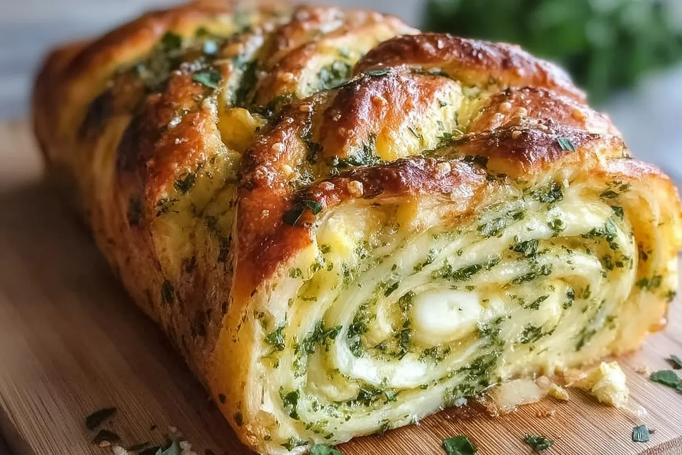 Swirled Garlic Herb and Cheese Bread Fresh Out of the Oven