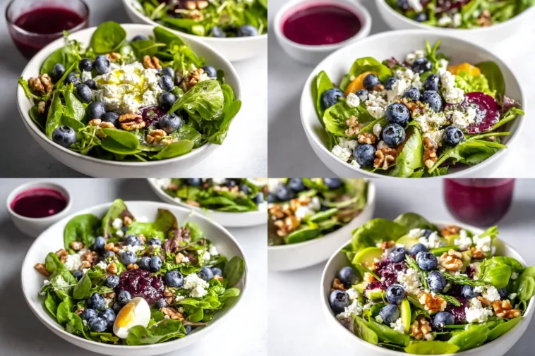 Tasty Easter Spring Salad with Goat Cheese on a Table