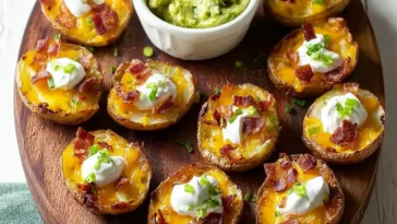 Tasty Mini Potato Skins on a Plate
