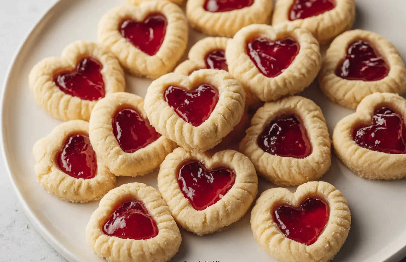 Delicious Thumbprint Heart Cookies Ready to Enjoy