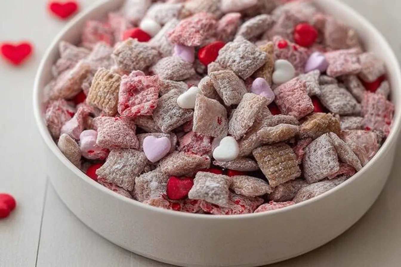 Valentine’s Day Muddy Buddies – Tasty Puppy Chow Treats