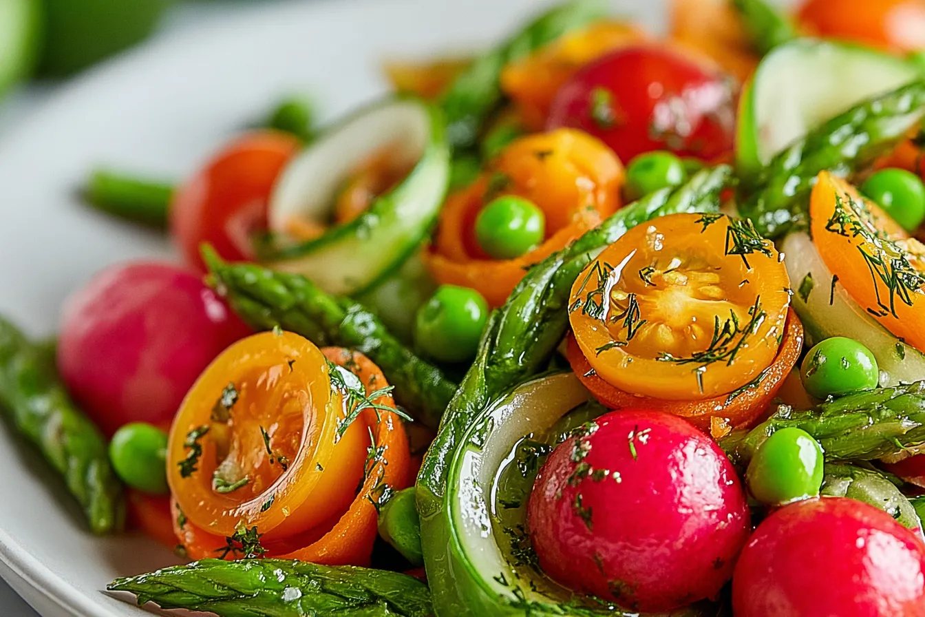 Vibrant Carrot-Cucumber Spiral Salad on a Bright Plate