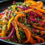 Vibrant Shaved Rainbow Carrot Sesame Salad