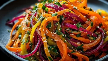 Vibrant Shaved Rainbow Carrot Sesame Salad