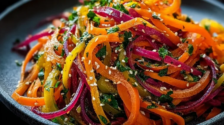 Vibrant Shaved Rainbow Carrot Sesame Salad
