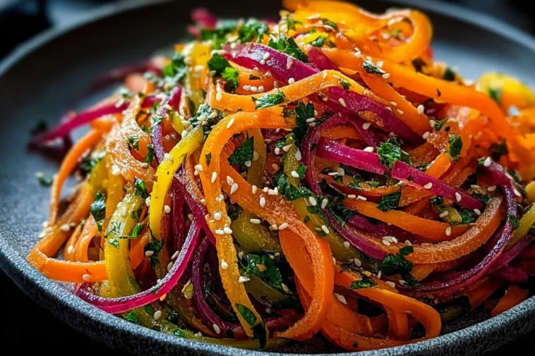 Vibrant Shaved Rainbow Carrot Sesame Salad