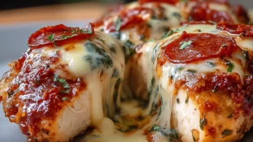 5-Ingredient Keto Pizza Chicken on a Plate