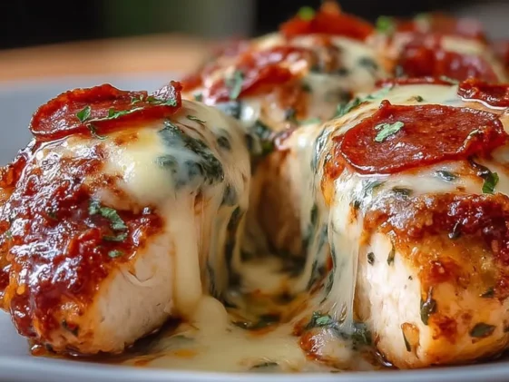 5-Ingredient Keto Pizza Chicken on a Plate