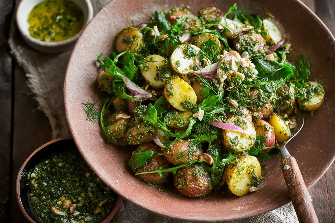Arugula Pesto Potato Salad: A Fresh Twist You’ll Love 3 Arugula Pesto Potato Salad Served in a Bowl