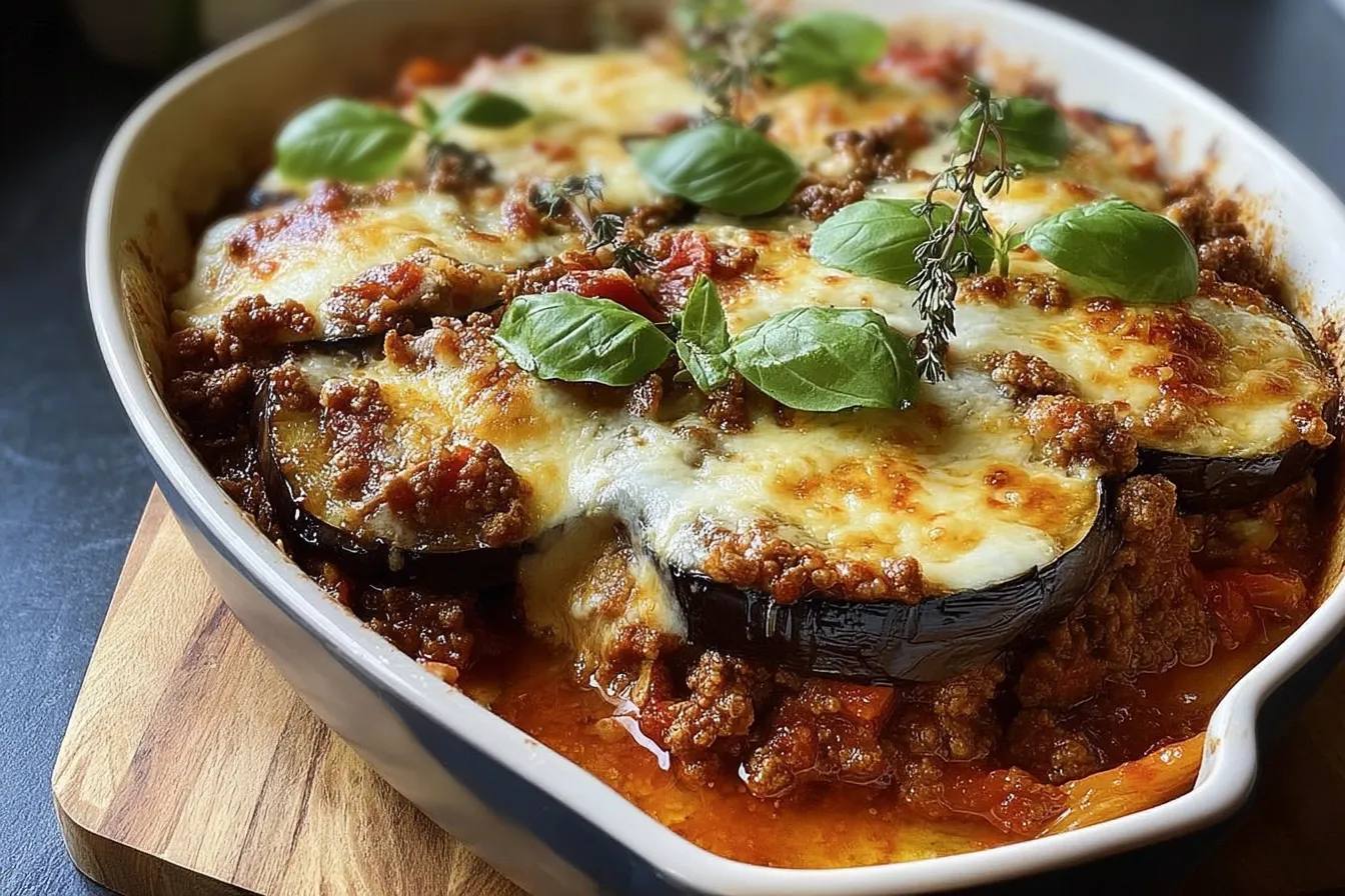 Baked Layered Eggplant with Beef Ragu and Smoked Mozzarella Delight 4 Baked Layered Eggplant with Beef Ragu and Smoked Mozzarella