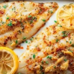 Baked Tilapia on a Dinner Plate with Lemon