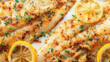 Baked Tilapia on a Dinner Plate with Lemon