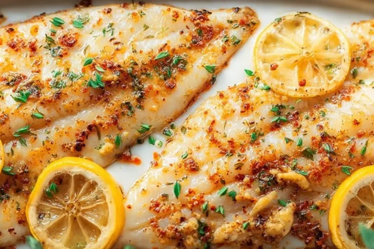 Baked Tilapia on a Dinner Plate with Lemon