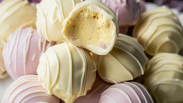 Banana Pudding Easter Truffles Display on a Spring Table