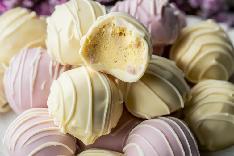 Banana Pudding Easter Truffles Display on a Spring Table