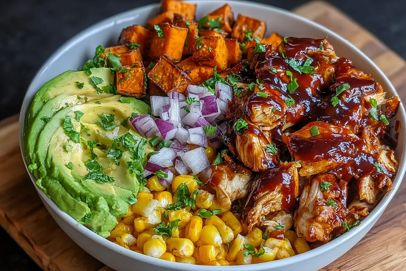 BBQ Chicken Sweet Potato Bowl Delivers 40-Minute Dinner Bliss 4 BBQ Chicken Sweet Potato Bowl delivers a 40-Minute Irresistible Dinner.