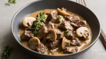 Cozy Beef and Mushroom Keto Stroganoff Ready to Serve
