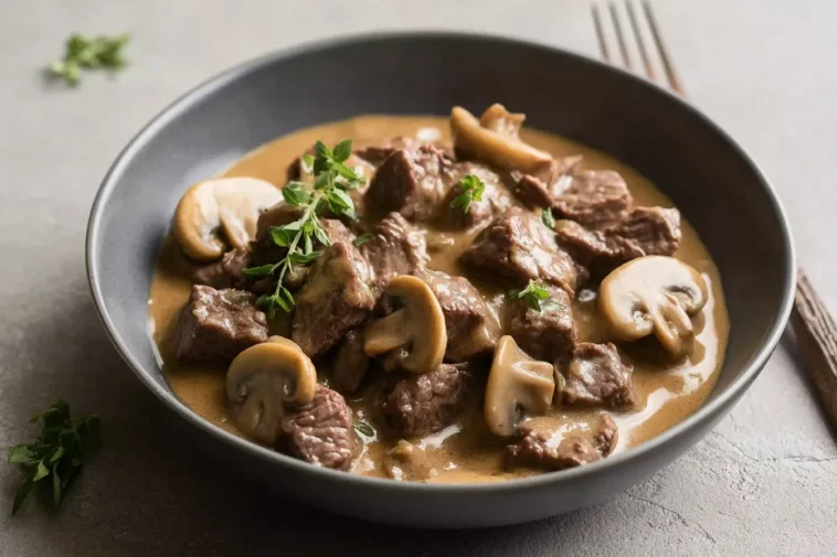 Cozy Beef and Mushroom Keto Stroganoff Ready to Serve