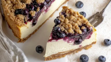 Delicious Blueberry Crumble Cheesecake