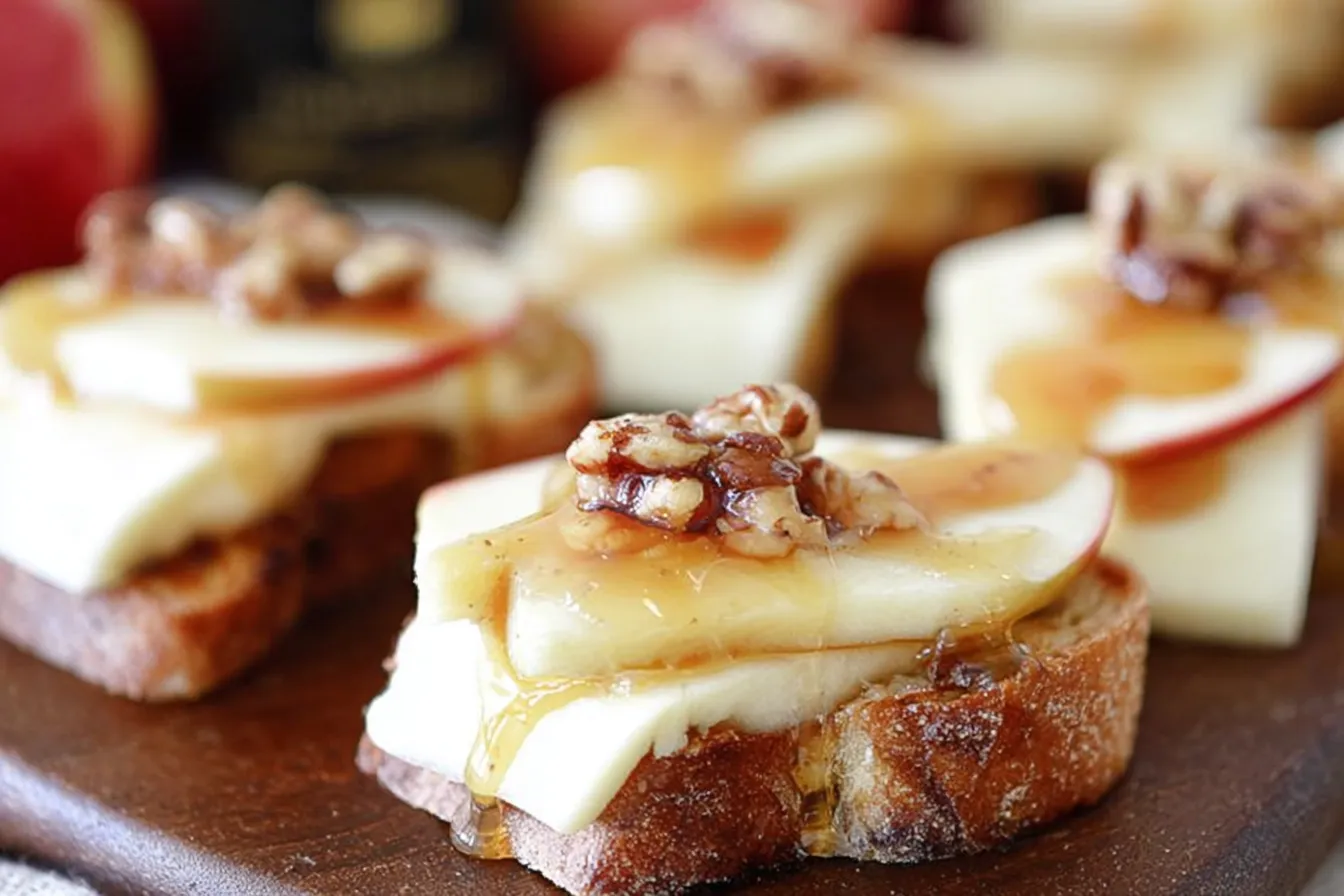 Brie, Apple, and Honey Crostini - Delicious Snack Idea