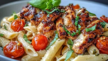 Bruschetta Chicken Pasta Plate
