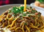 Cajun Beef Spaghetti in Creamy Three-Cheese Sauce