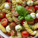 Colorful Caprese Pasta Salad in a Bowl