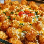 Cheesy Tater Tot Casserole – Easy Dinner Recipe Idea That Delights 5 Cheesy Tater Tot Casserole Freshly Baked in a Dish