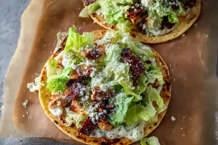 Delicious Chicken Caesar Smash Tacos on a Platter
