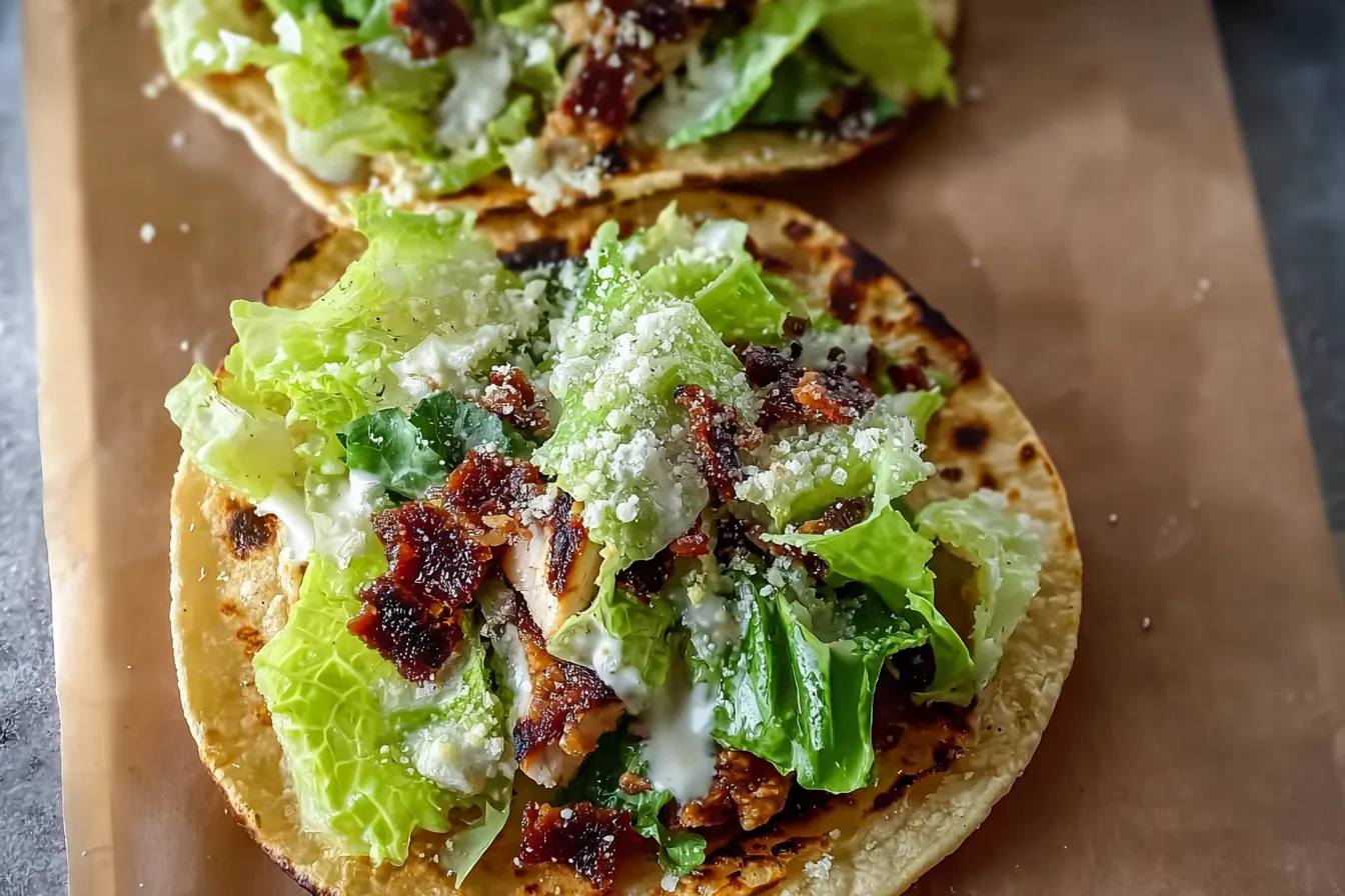 Chicken Caesar Smash Tacos