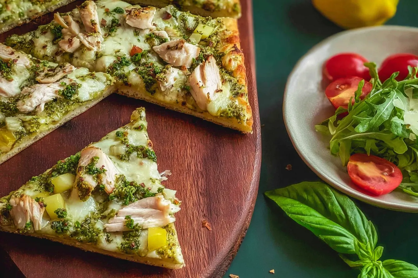 Chicken pesto Flatbread Pizza