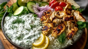 Delicious Chicken Tzatziki Bowl Ready to Serve