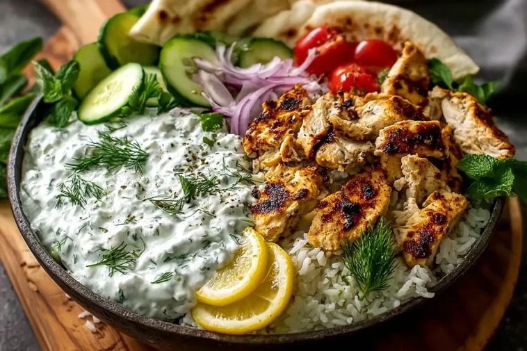 Delicious Chicken Tzatziki Bowl Ready to Serve