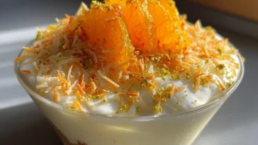 Delicious Coconut Orange Dessert on a Tropical Table
