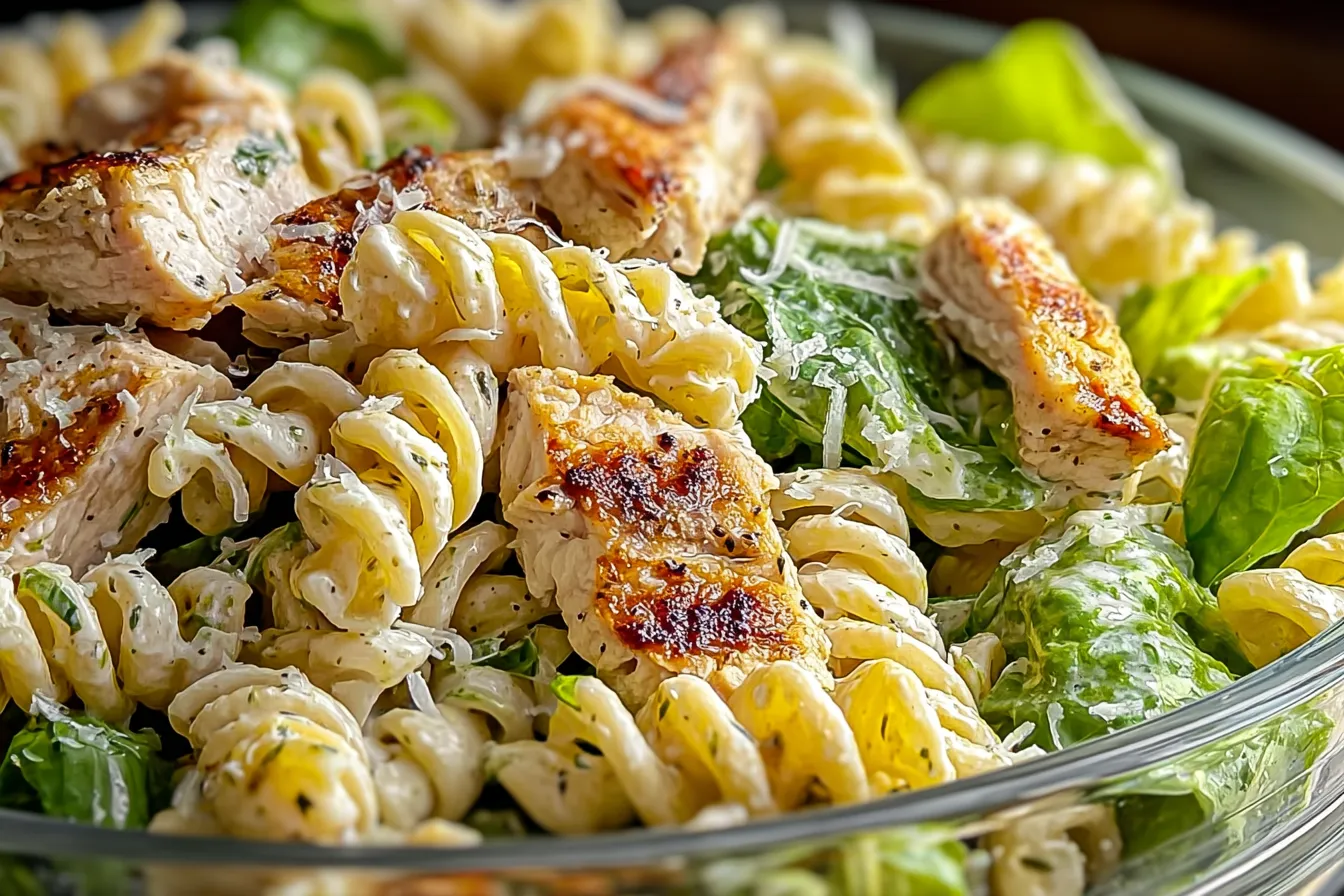 Creamy Chicken Caesar Pasta Salad for Fresh Flavor Bliss 3 Creamy Chicken Caesar Pasta Salad Close-Up