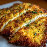 Crispy Parmesan Crusted Chicken on a Plate