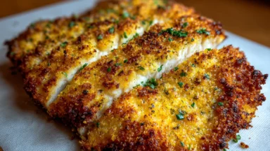 Crispy Parmesan Crusted Chicken on a Plate