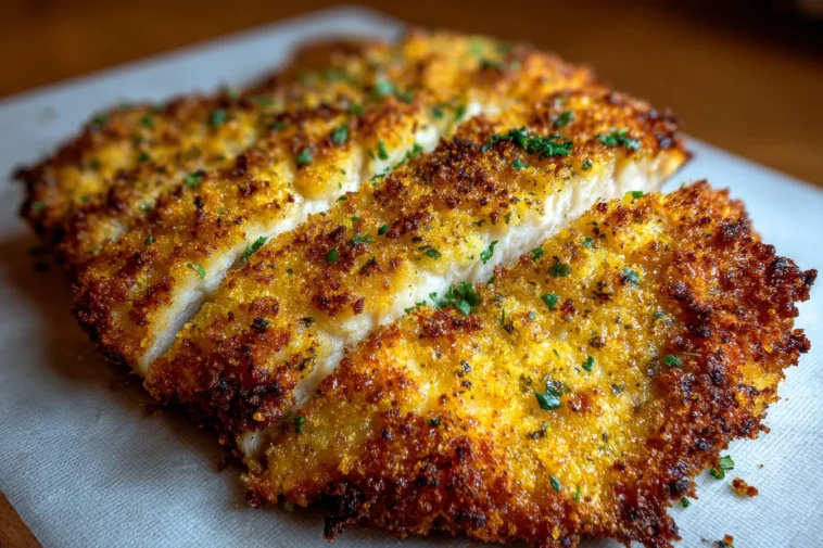 Crispy Parmesan Crusted Chicken on a Plate