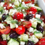 Vibrant Cucumber Tomato Feta Salad with Olives and Dill