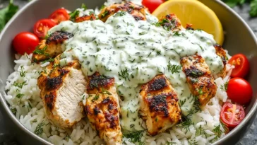 Delicious Dump-and-Bake Chicken Tzatziki with Rice