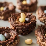 Colorful Easter Birds Nest Cookies on a Plate