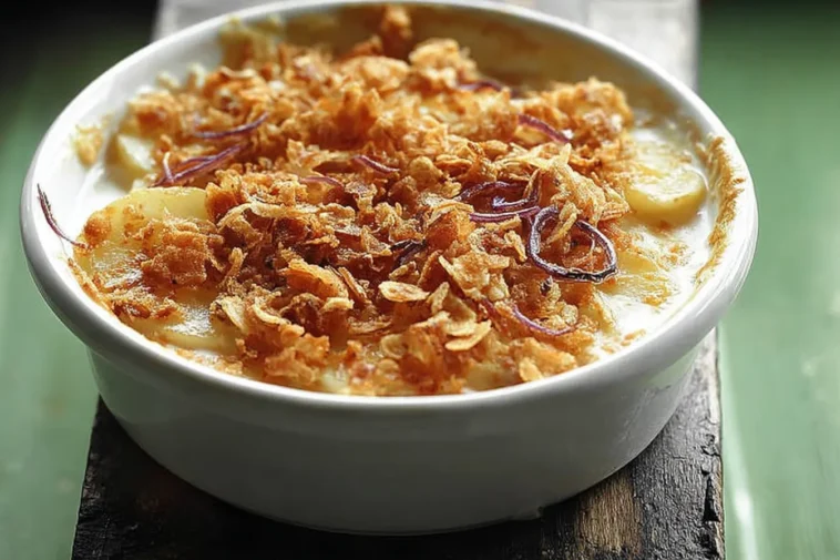 Delicious French Onion Scalloped Potatoes in a Baking Dish